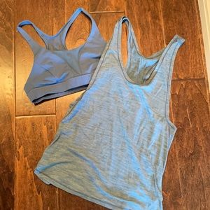 Lululemon blue tank and matching sports bra